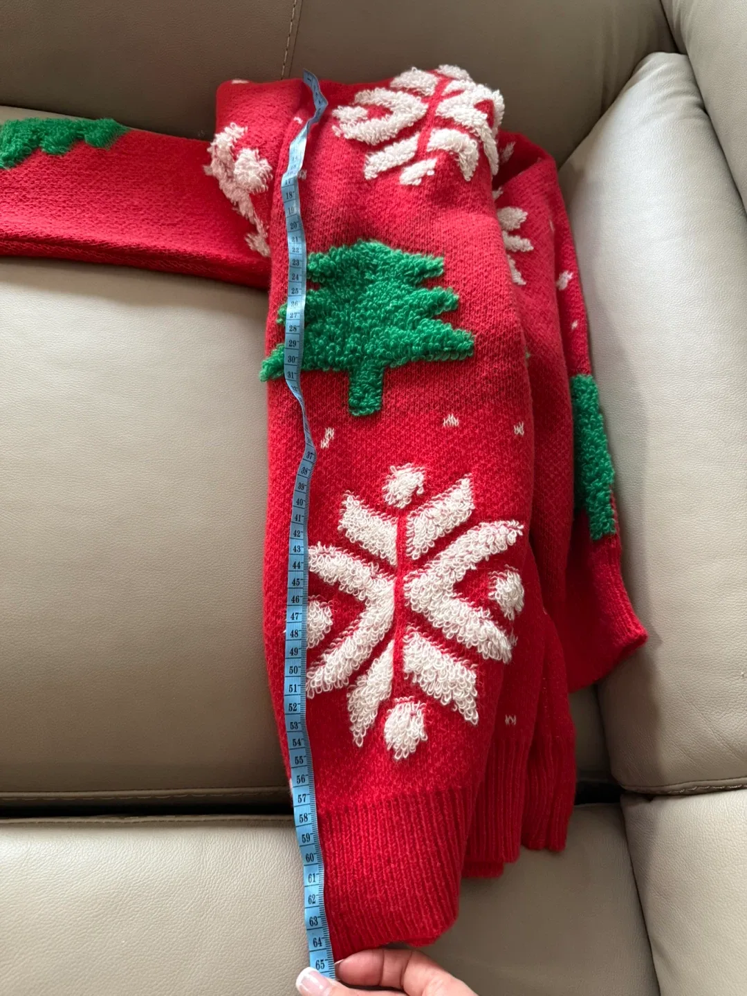 Red Christmas Sweater with Trees & Snowflakes image indicator(3)