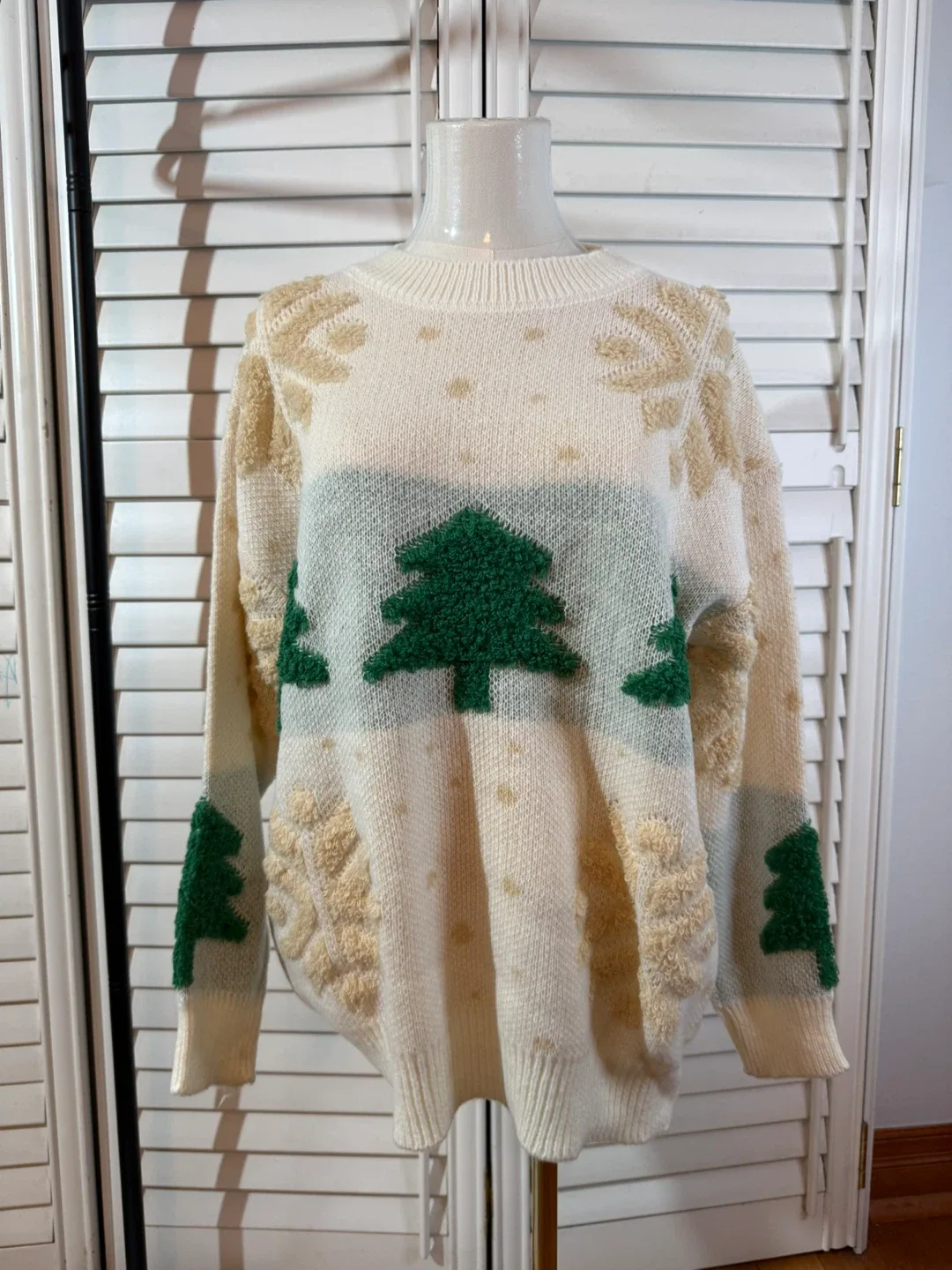 Christmas Tree Sweater - Cream & Green