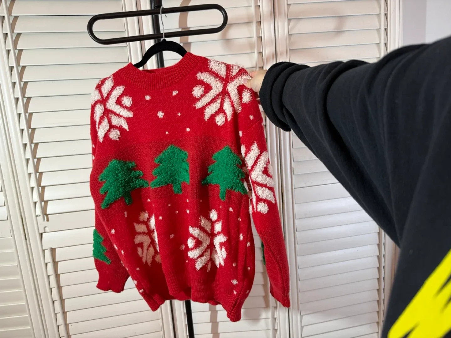 Red Christmas Sweater with Tree & Snowflake Design image indicator(6)