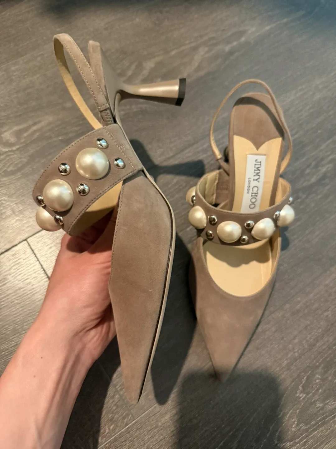 Jimmy Choo Suede Slingback Heels Size 38 image indicator(3)