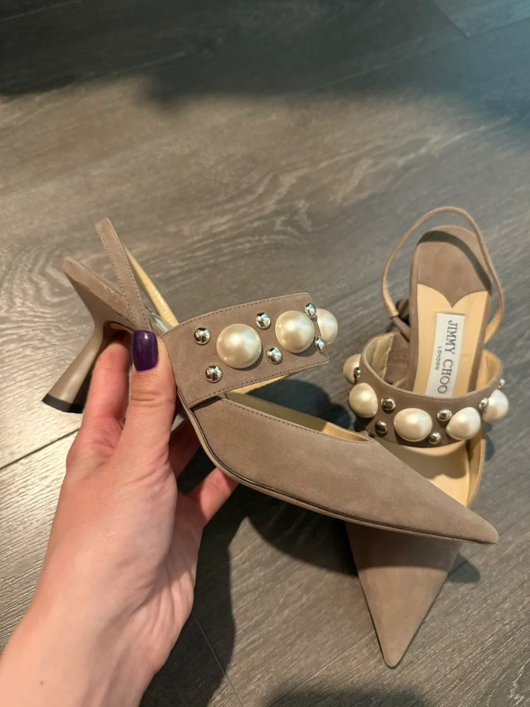 Jimmy Choo Suede Slingback Heels Size 38 image indicator(2)