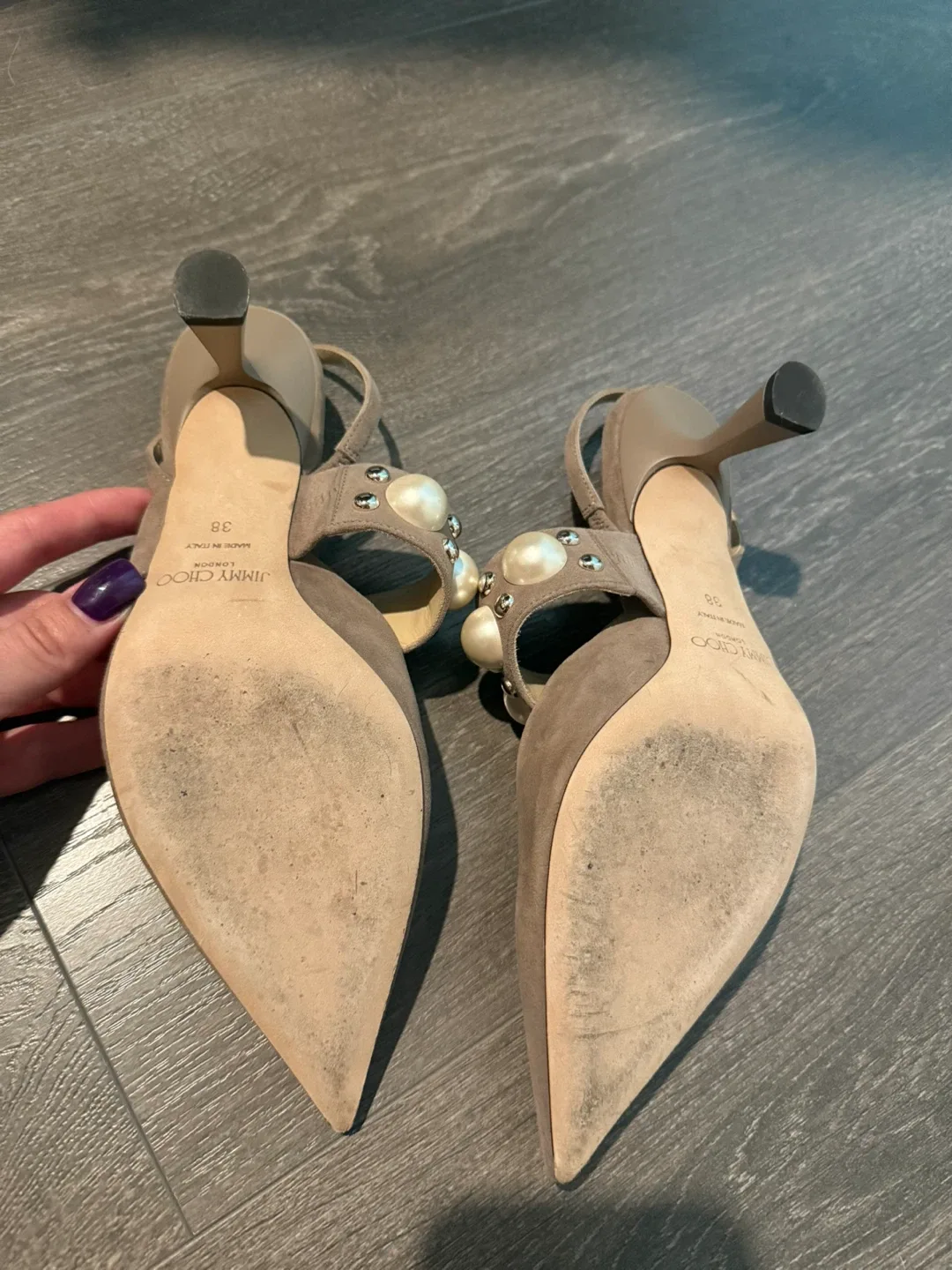 Jimmy Choo Suede Slingback Heels Size 38 image indicator(4)