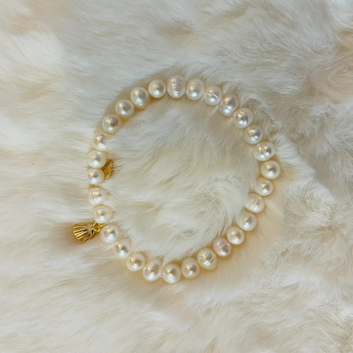 Pearl Bracelet with Gold Charm