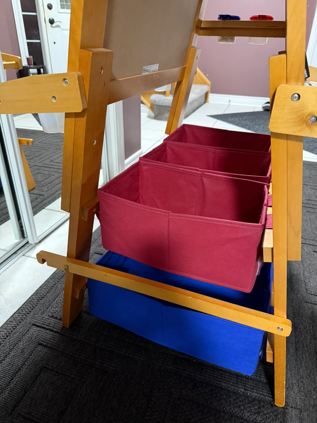 Kids' Wooden Art Easel with Storage Bins - photo 3