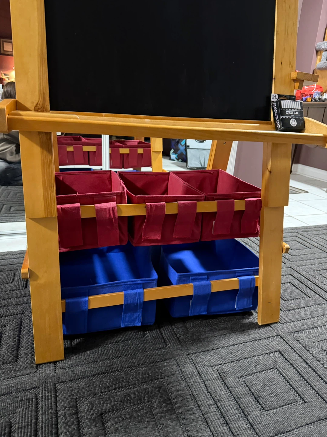 Kids' Wooden Art Easel with Storage Bins - photo 4