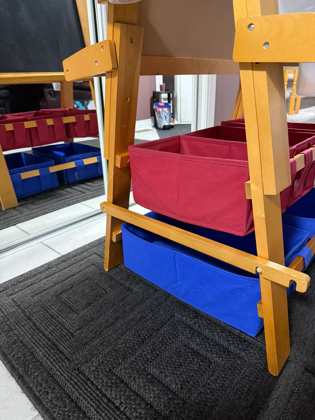 Kids' Wooden Art Easel with Storage Bins - photo 5