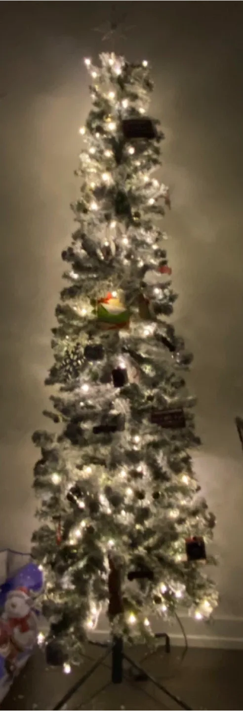 NOMA 7ft Pre-Lit Flocked Pencil Tree in Box! image indicator(2)