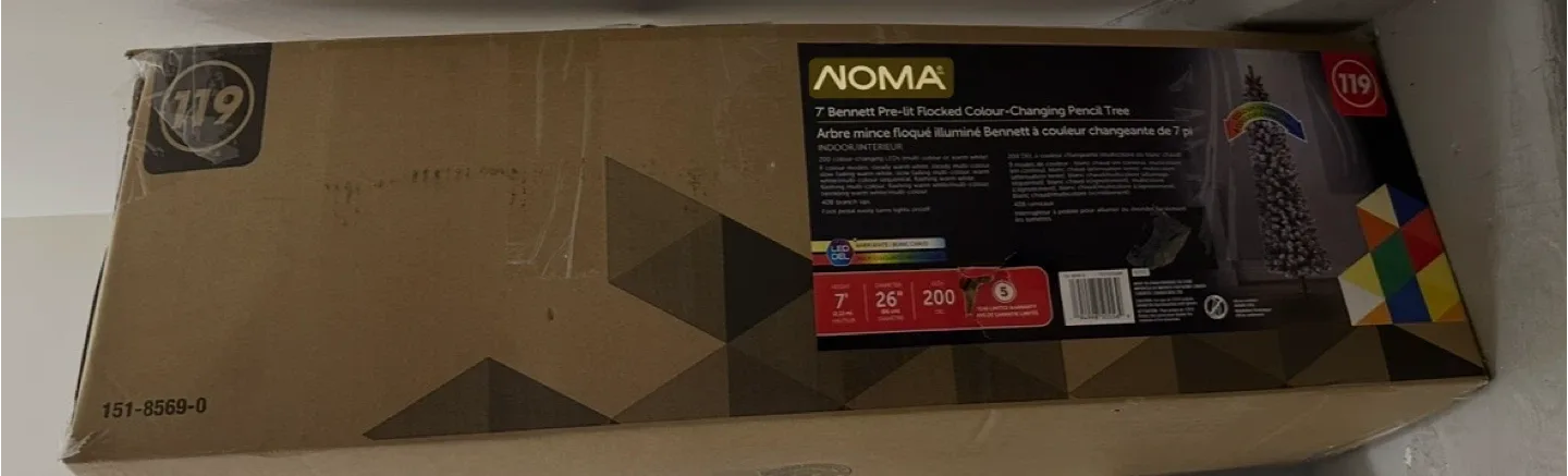 NOMA 7ft Pre-Lit Flocked Pencil Tree in Box! image indicator(3)