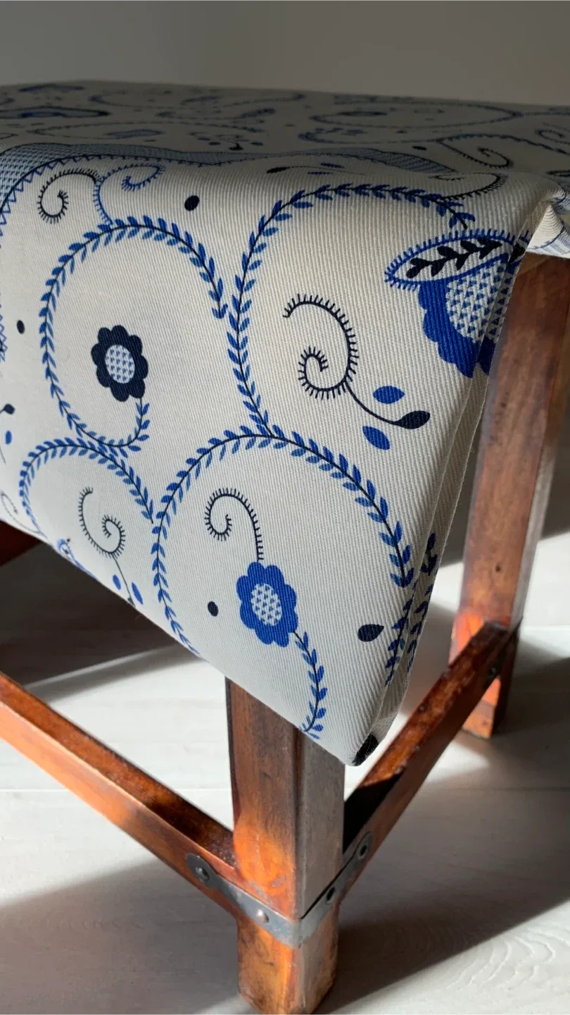 Viana Embroidery Table Cloth White & Blue Floral Design