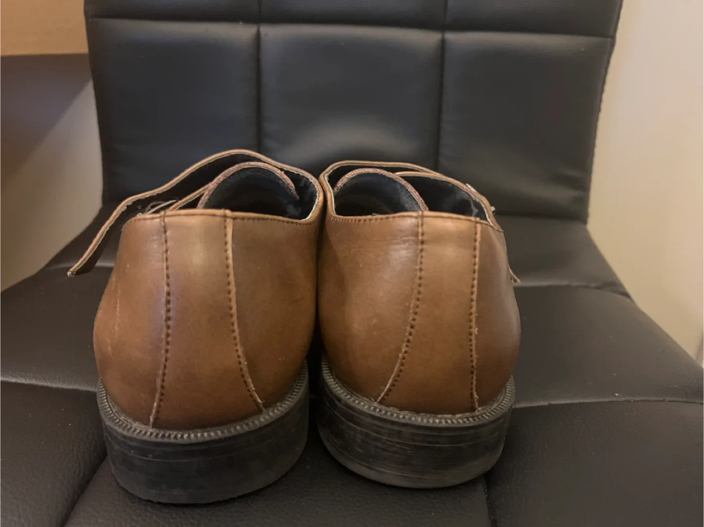 Joseph Abboud Brown Leather Double Monk Strap Shoes - Size 11 M image indicator(3)