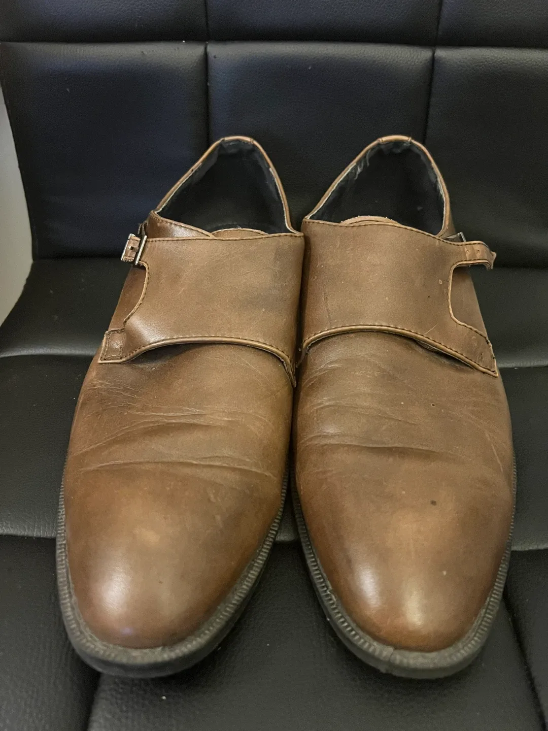 Joseph Abboud Brown Leather Double Monk Strap Shoes - Size 11 M image indicator(2)