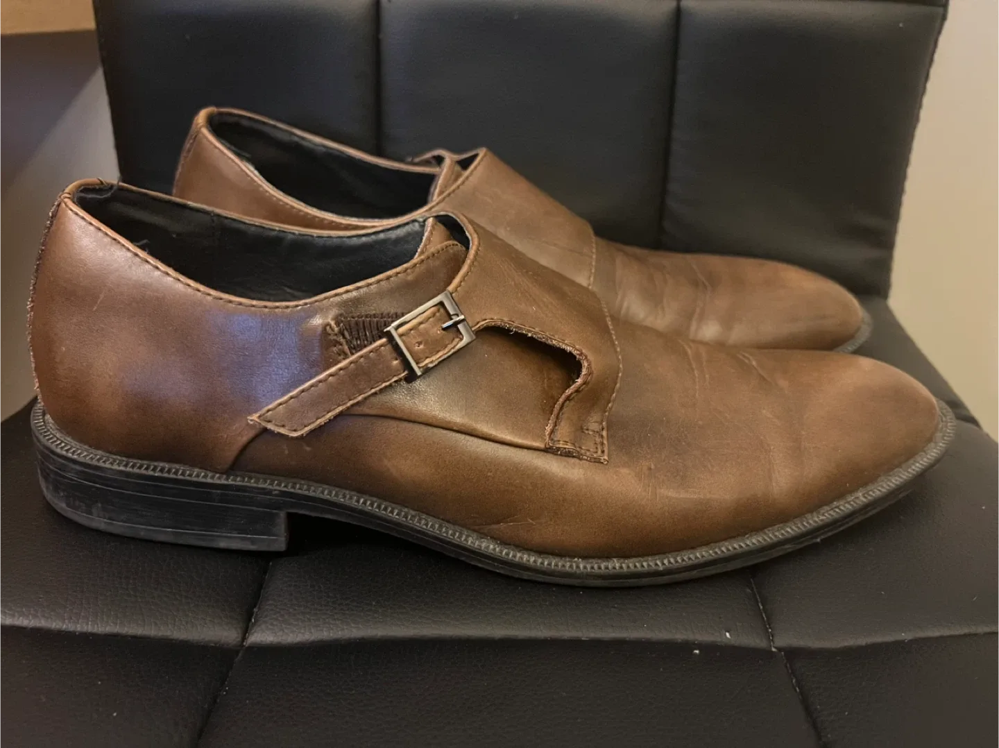 Joseph Abboud Brown Leather Double Monk Strap Shoes - Size 11 M