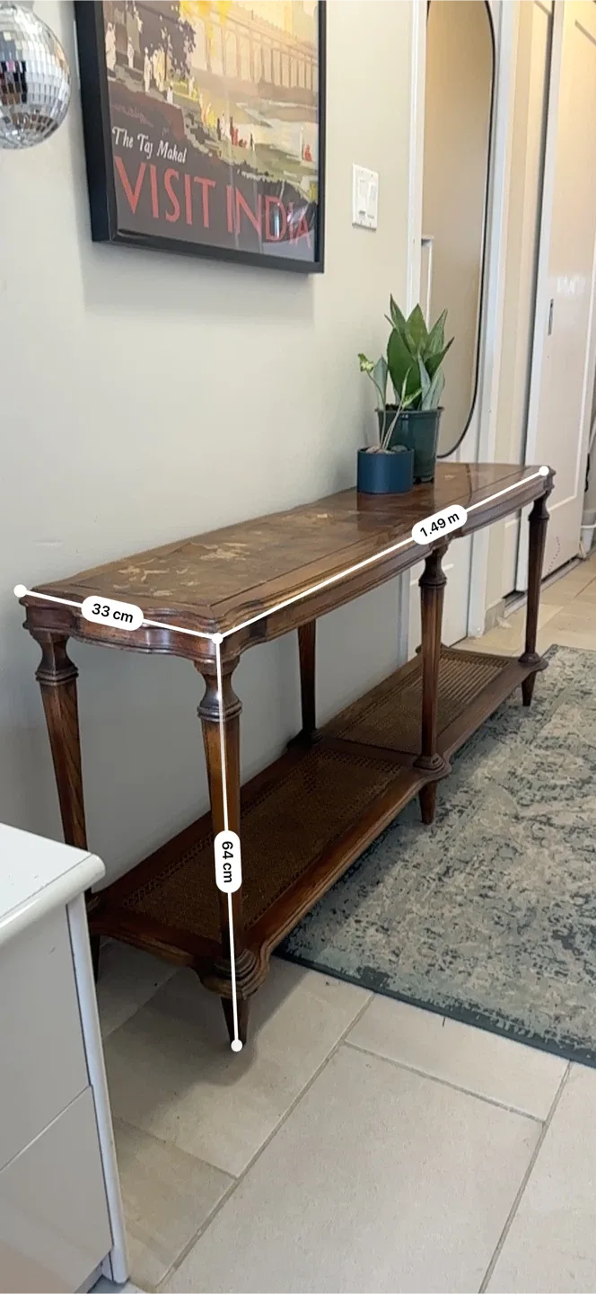 Rattan Style Vintage Wood Console Table image indicator(6)