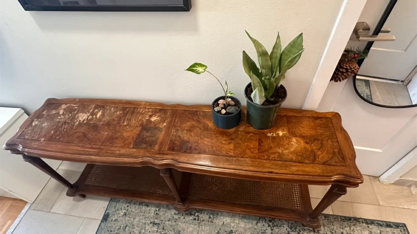 Rattan Style Vintage Wood Console Table image indicator(4)