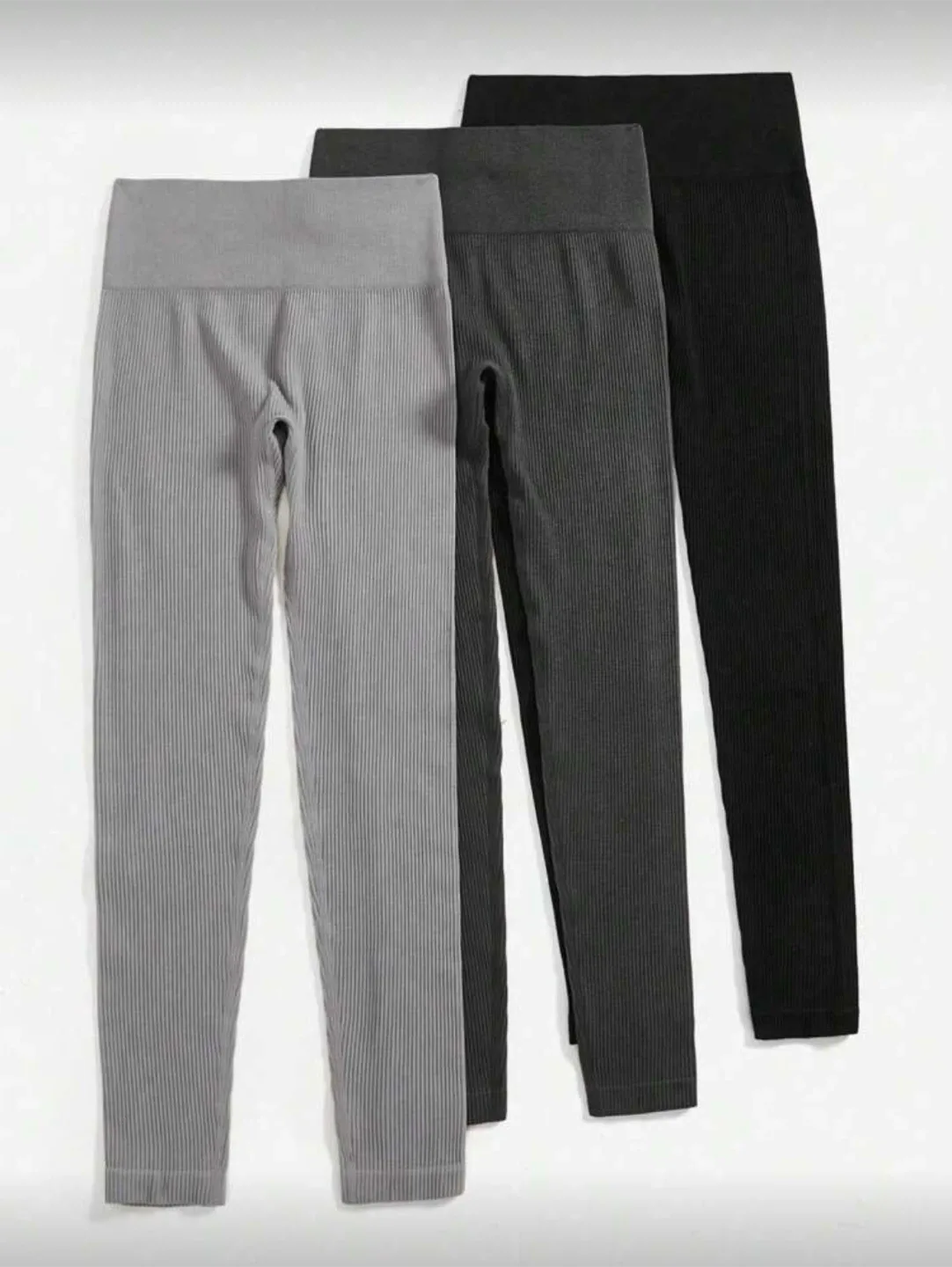 Ribbed Seamless Leggings - Grey, Dark Grey, Black image indicator(3)