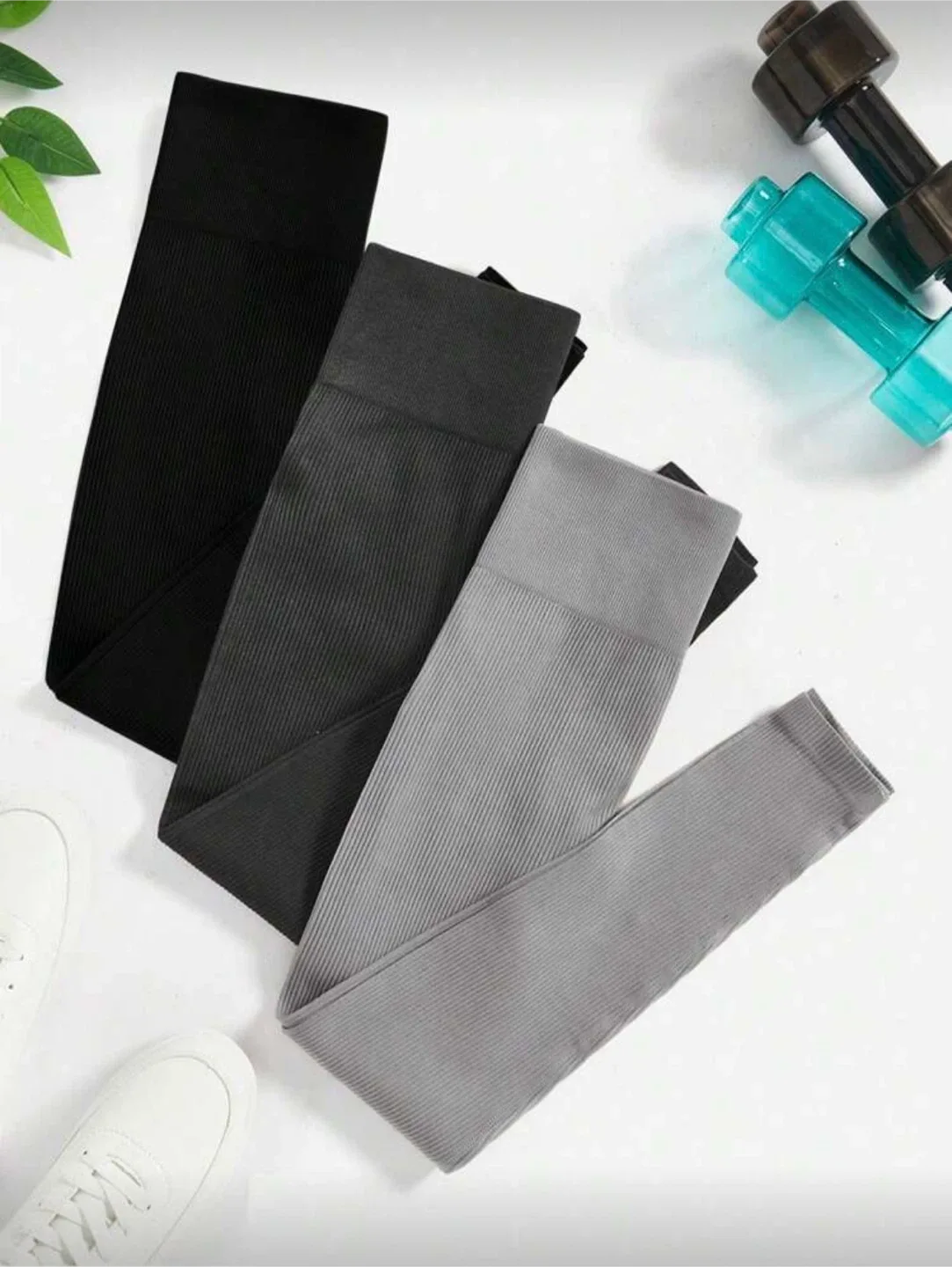 Ribbed Seamless Leggings - Grey, Dark Grey, Black image indicator(6)