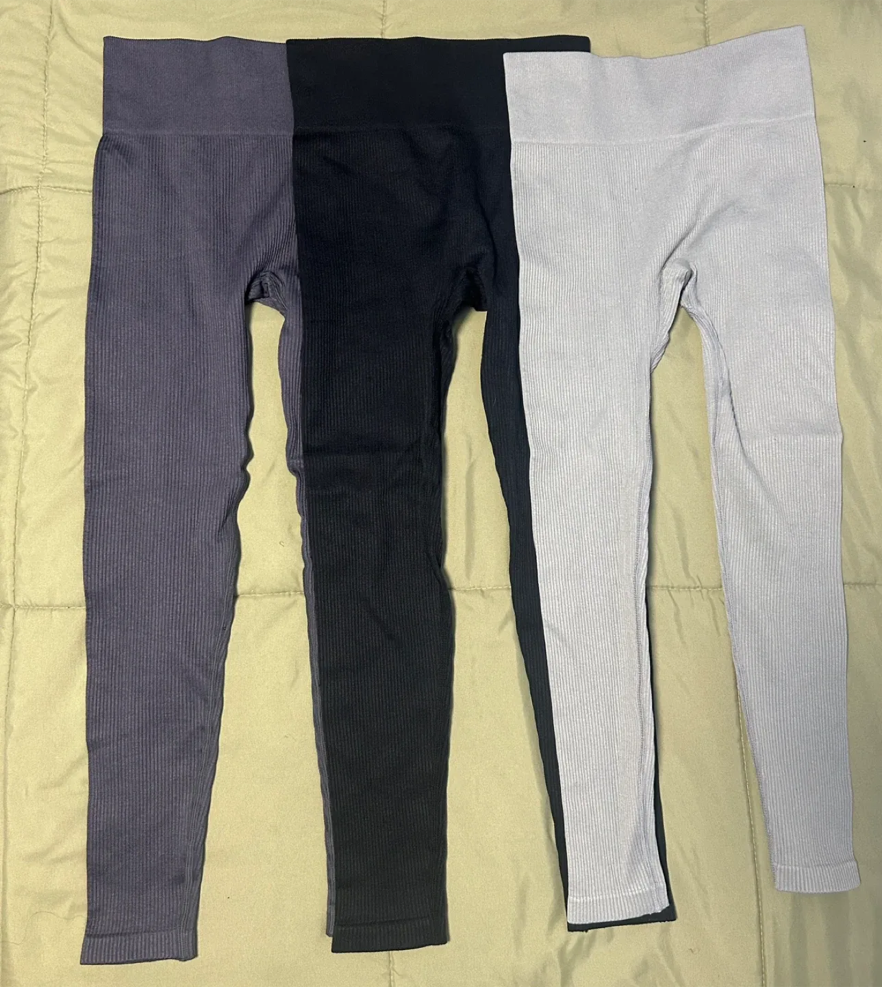 Ribbed Seamless Leggings - Grey, Dark Grey, Black image indicator(2)