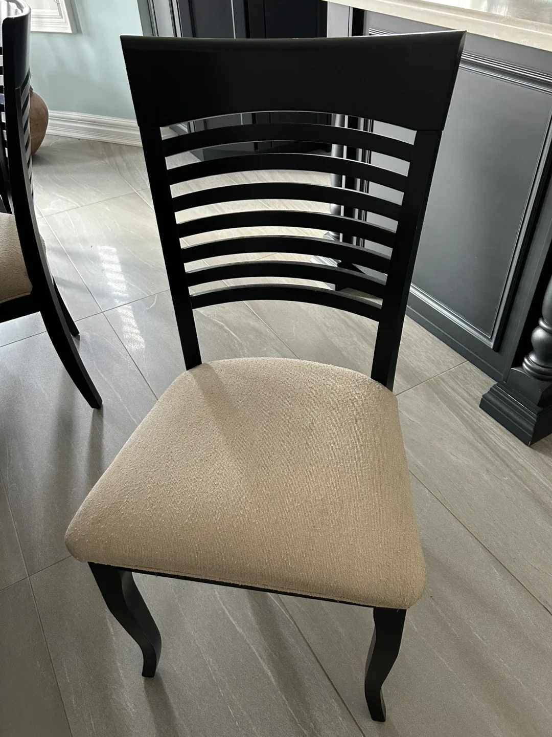 Dining Room Chair - Beige Fabric Seat