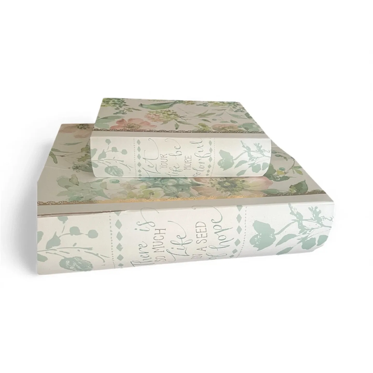Floral Decorative Book Boxes - Set of 2