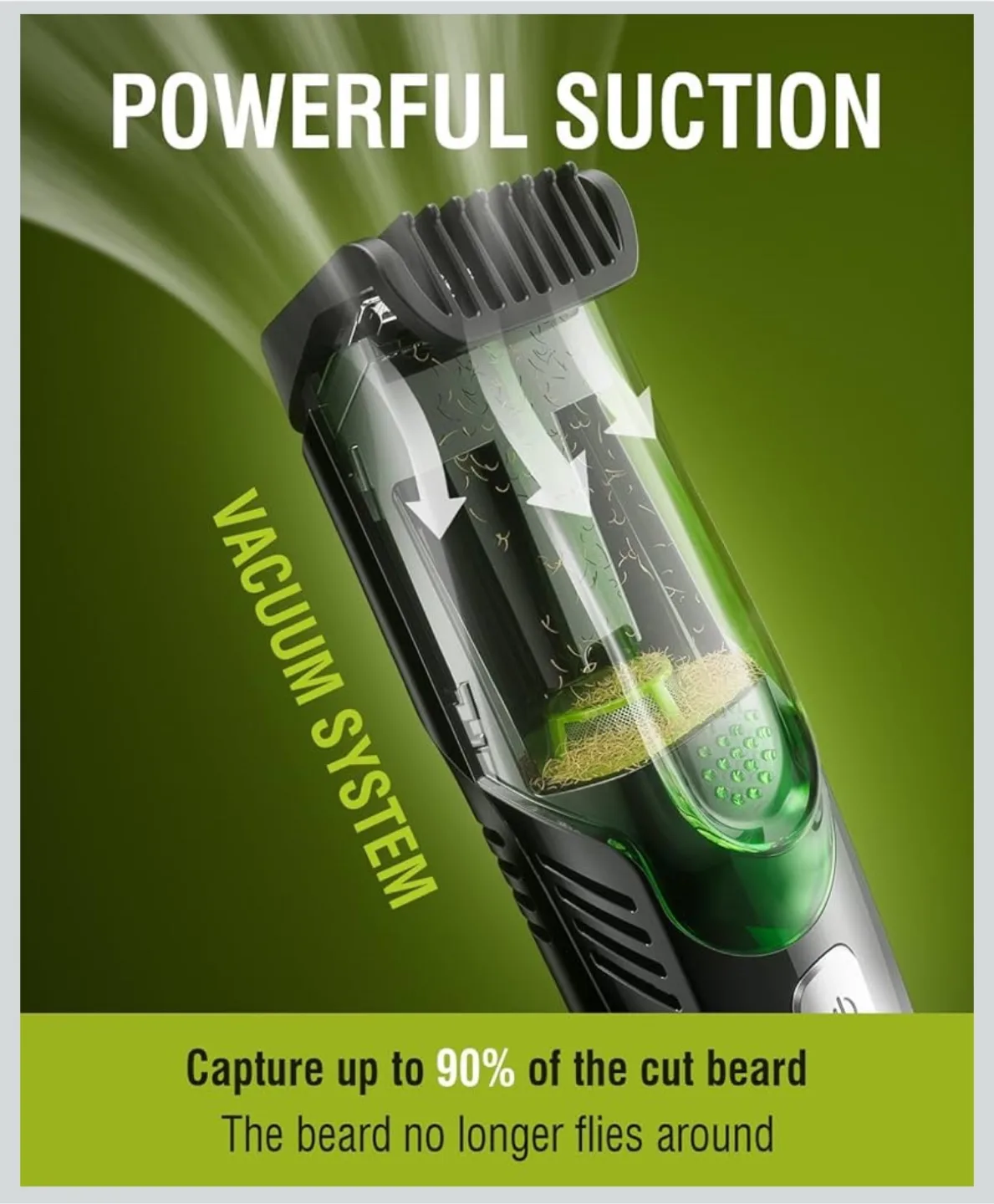 SHPAVVER Vacuum Beard Trimmer - Deep Black image indicator(8)