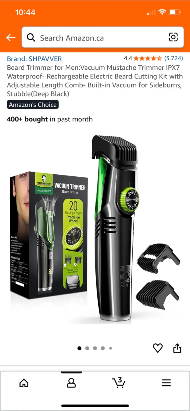 SHPAVVER Vacuum Beard Trimmer - Deep Black