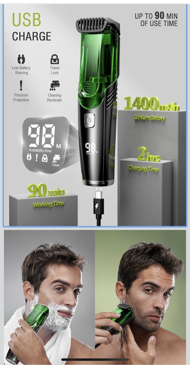 SHPAVVER Vacuum Beard Trimmer - Deep Black - photo 3