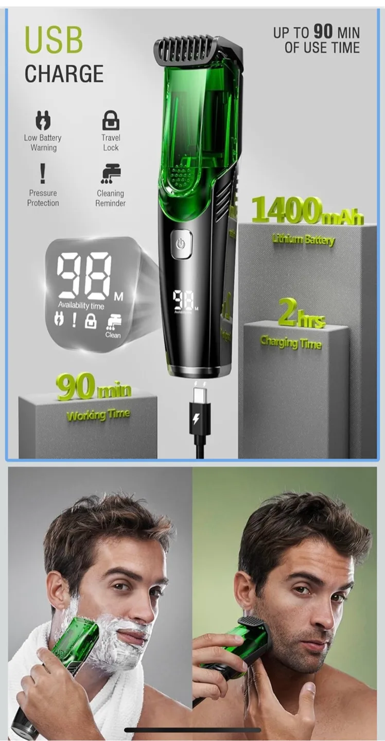 SHPAVVER Vacuum Beard Trimmer - Deep Black image indicator(3)