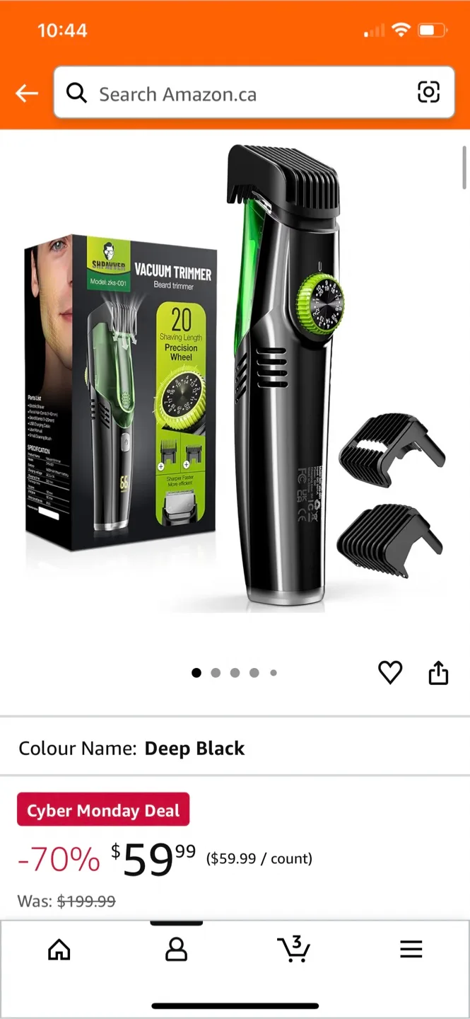 SHPAVVER Vacuum Beard Trimmer - Deep Black image indicator(2)