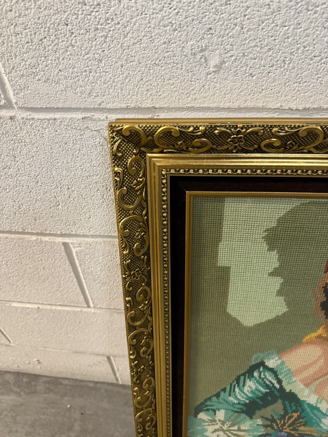 Vintage Framed Needlepoint Art - Vicki Sverkoumes 1977 image indicator(2)