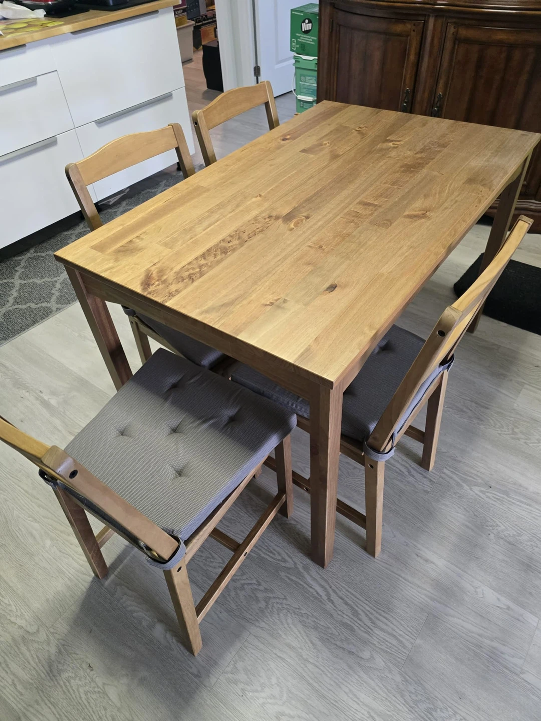 Wood Dining Table with 4 Chairs
