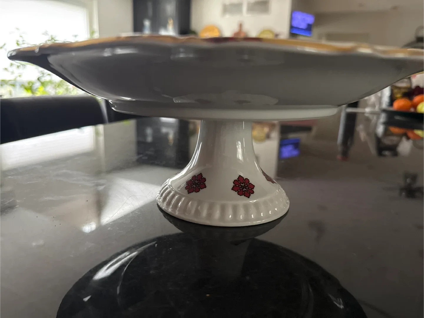 Vintage Pedestal Cake Plate 11 inches wide 4 high image indicator(3)