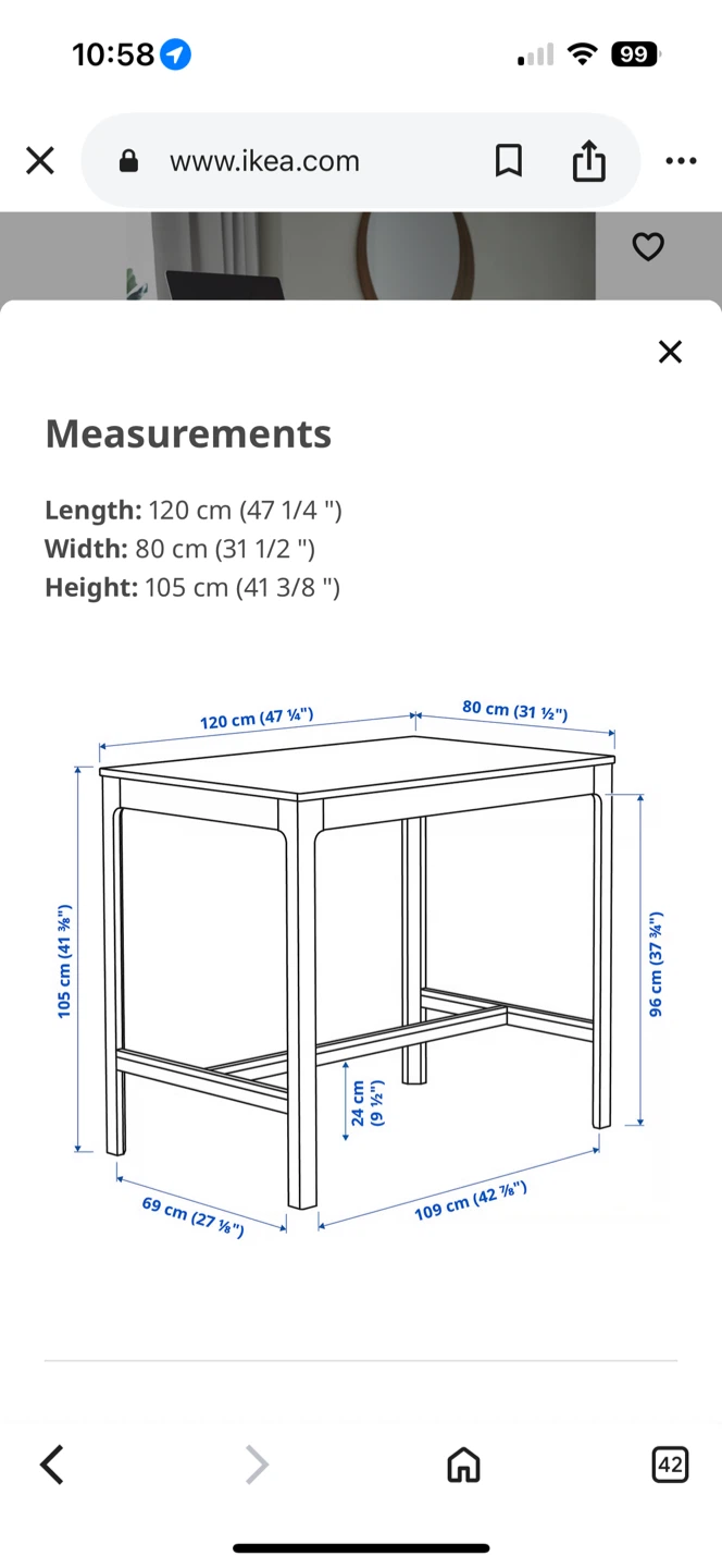IKEA Bar Table, Ekeleden, 47 1/4" - photo 4