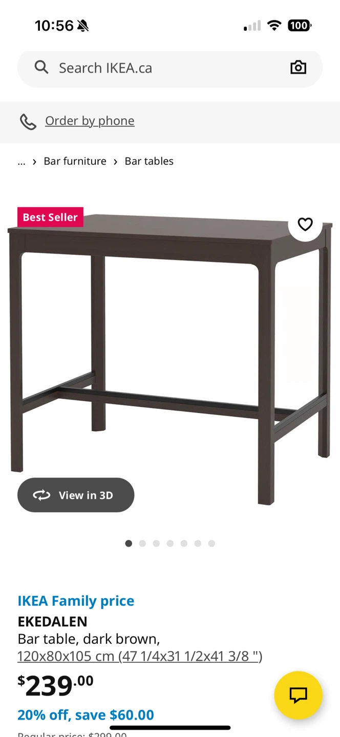 IKEA Bar Table, Ekeleden, 47 1/4" - photo 5