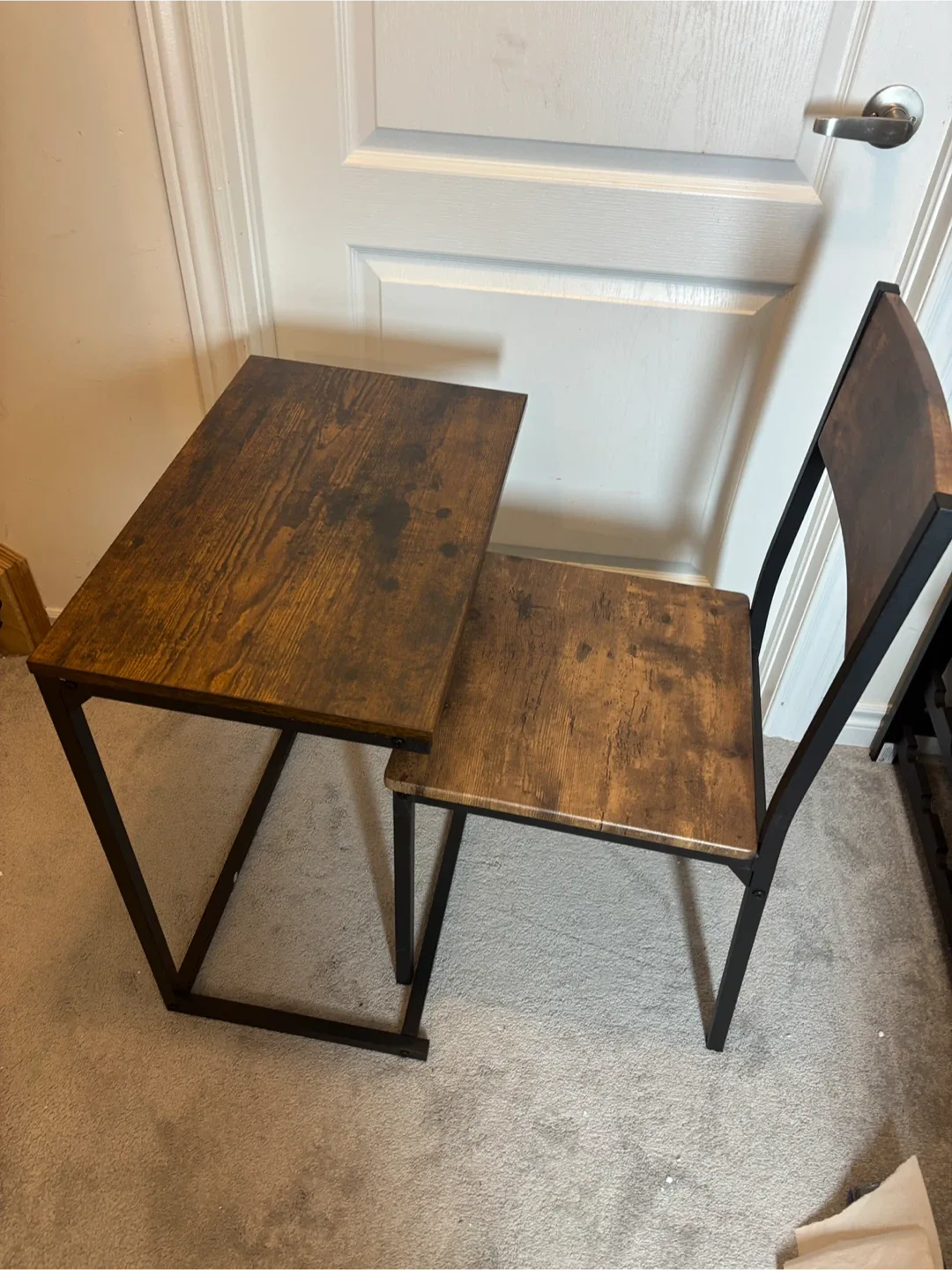 Rustic Brown & Black Metal Reading / Dinning Table and chair image indicator(3)