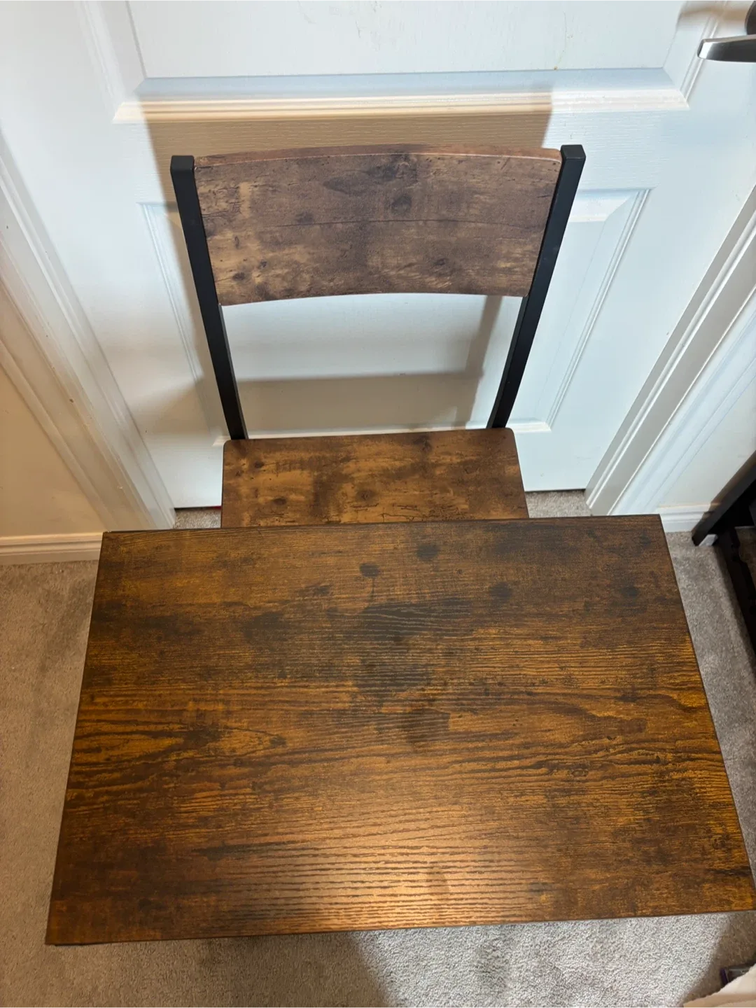 Rustic Brown & Black Metal Reading / Dinning Table and chair image indicator(2)