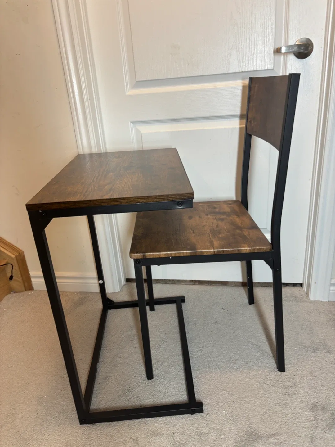 Rustic Brown & Black Metal Reading / Dinning Table and chair image indicator(4)