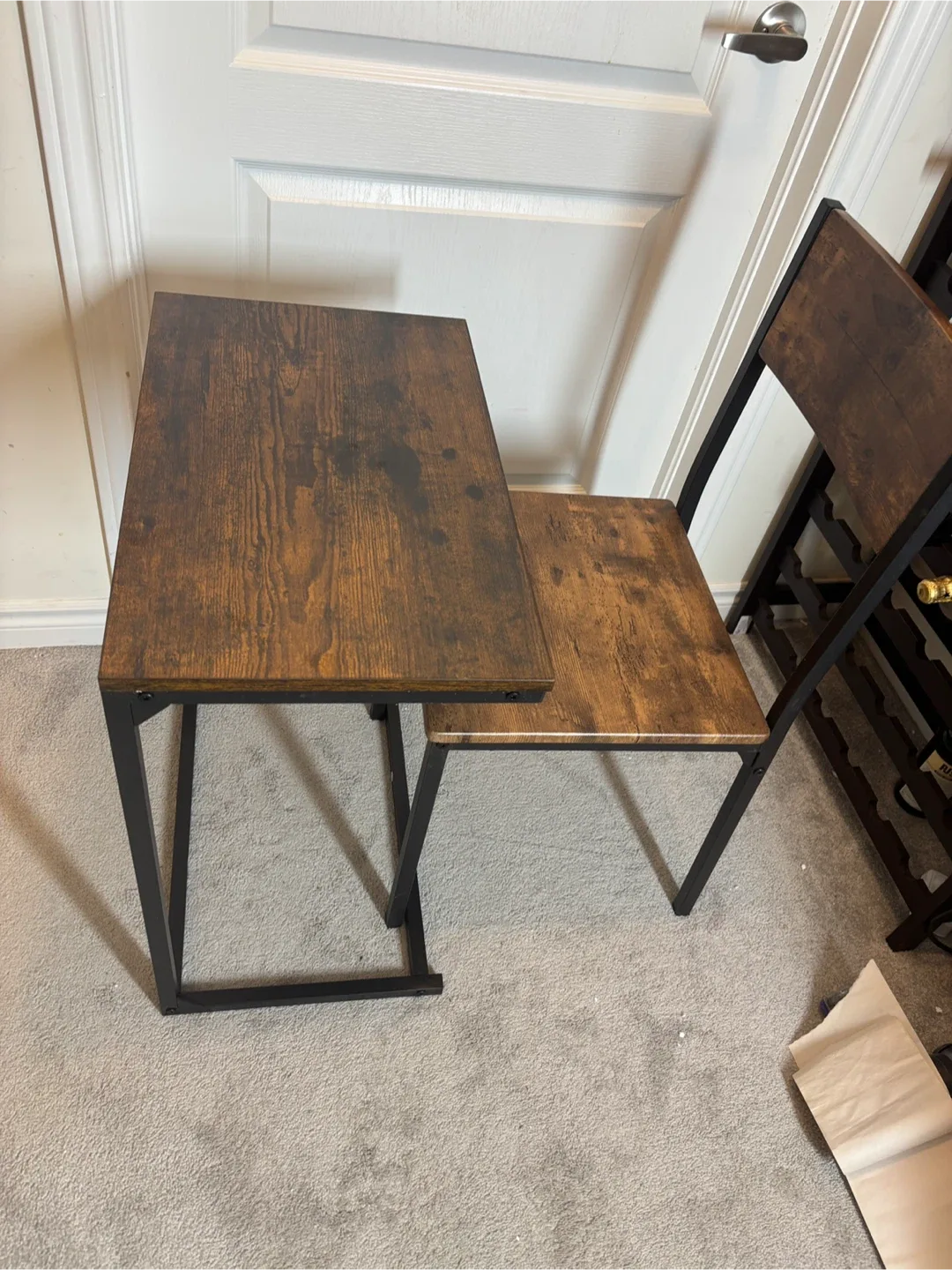 Rustic Brown & Black Metal Reading / Dinning Table and chair