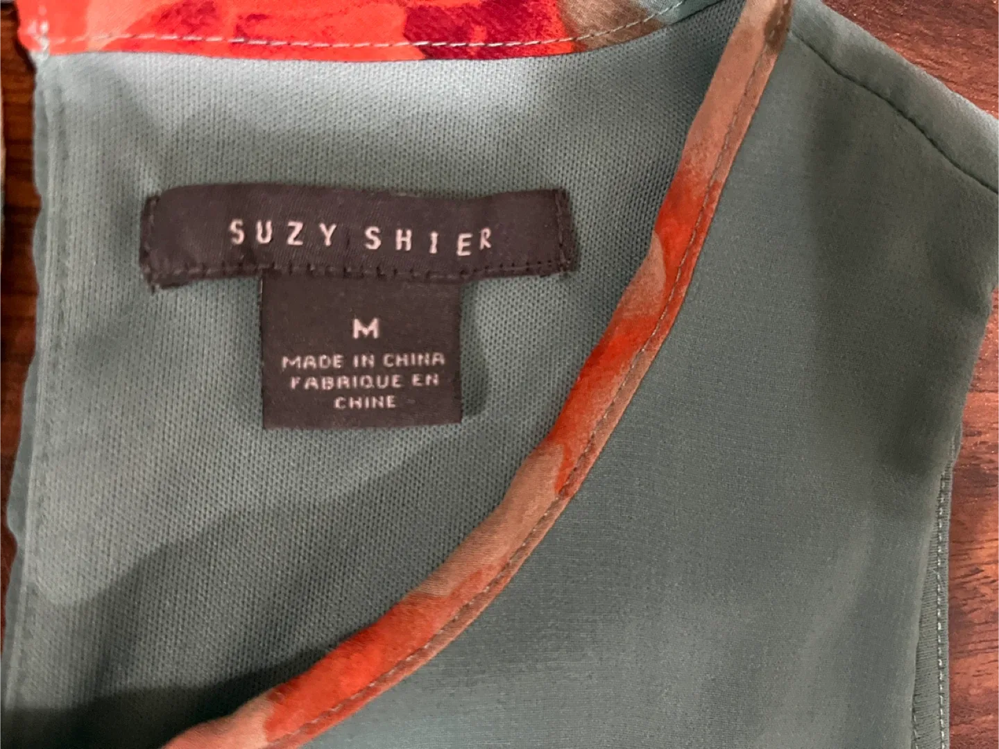 Suzy Shier women medium sleeveless floral dress, teal orange image indicator(2)