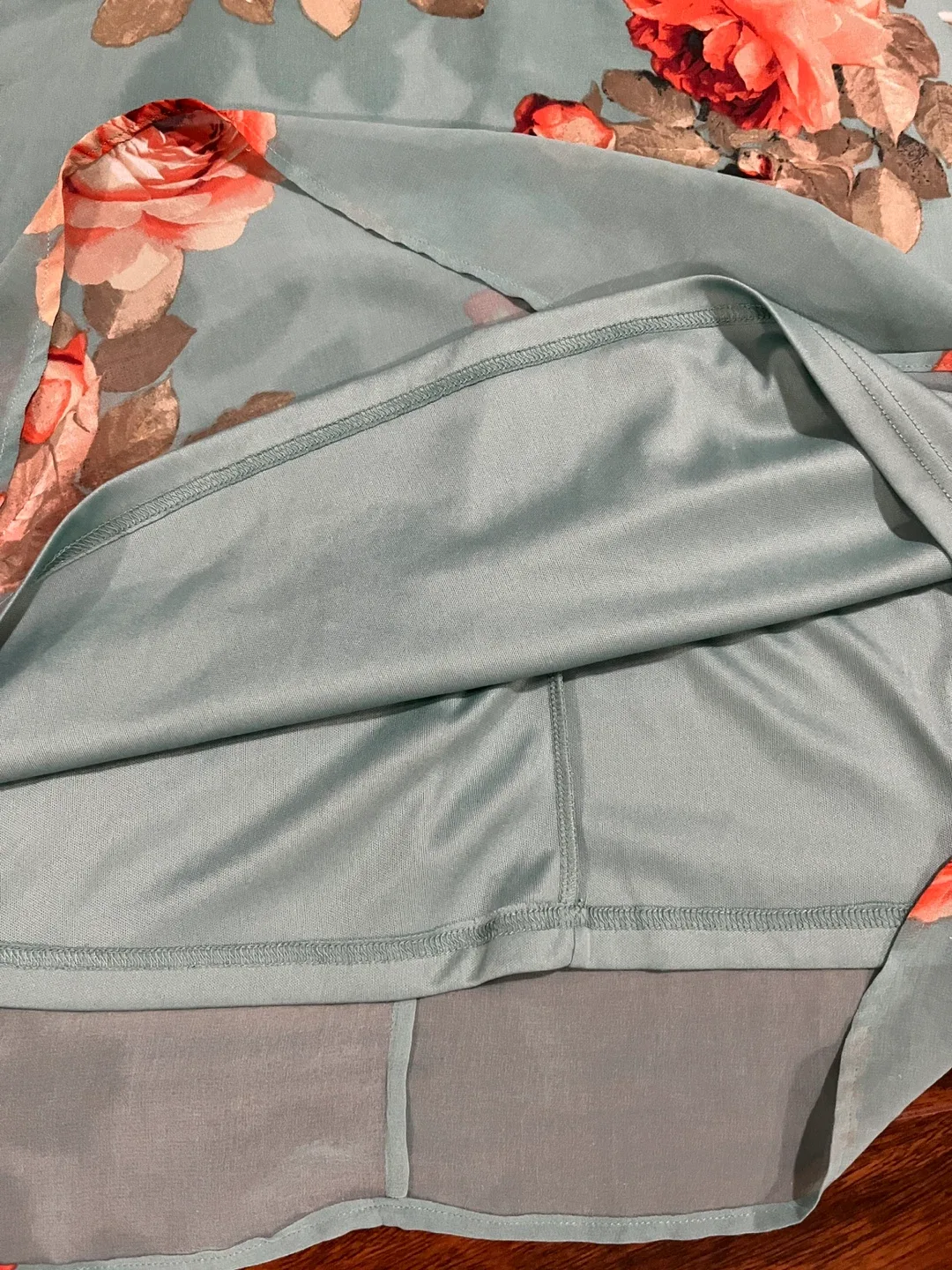 Suzy Shier women medium sleeveless floral dress, teal orange image indicator(7)