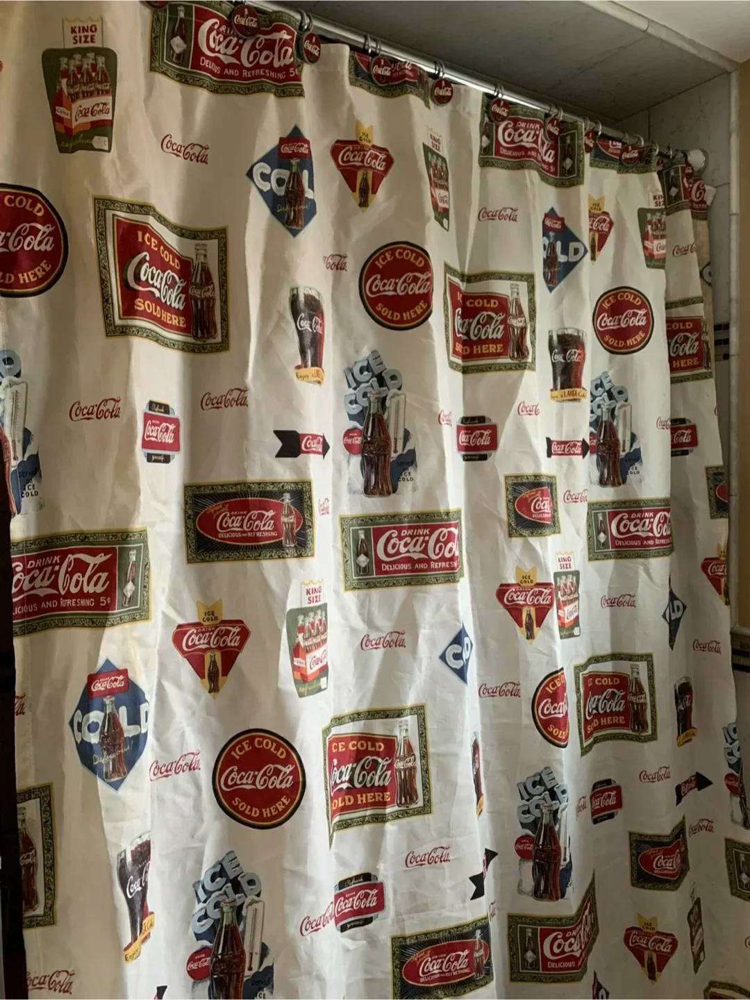 Coca-Cola Shower Curtain with Hooks