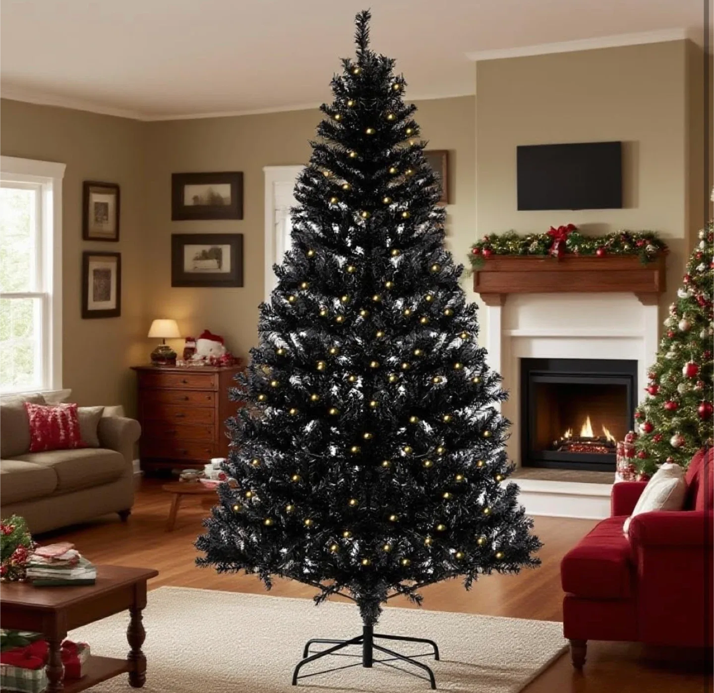 6.5FT Pre-Lit Black Christmas Tree image indicator(5)
