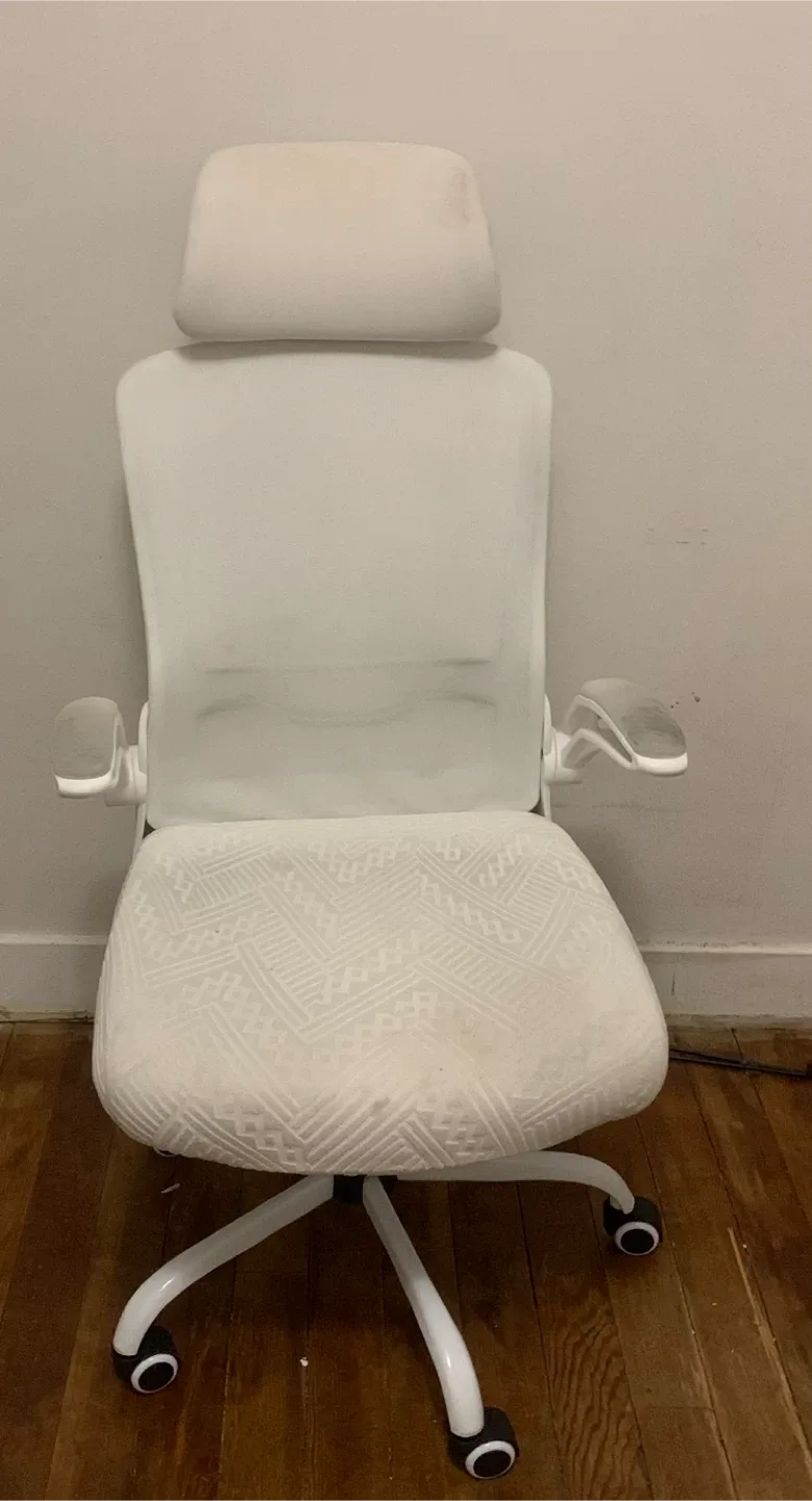 White Office Chair with Headrest
