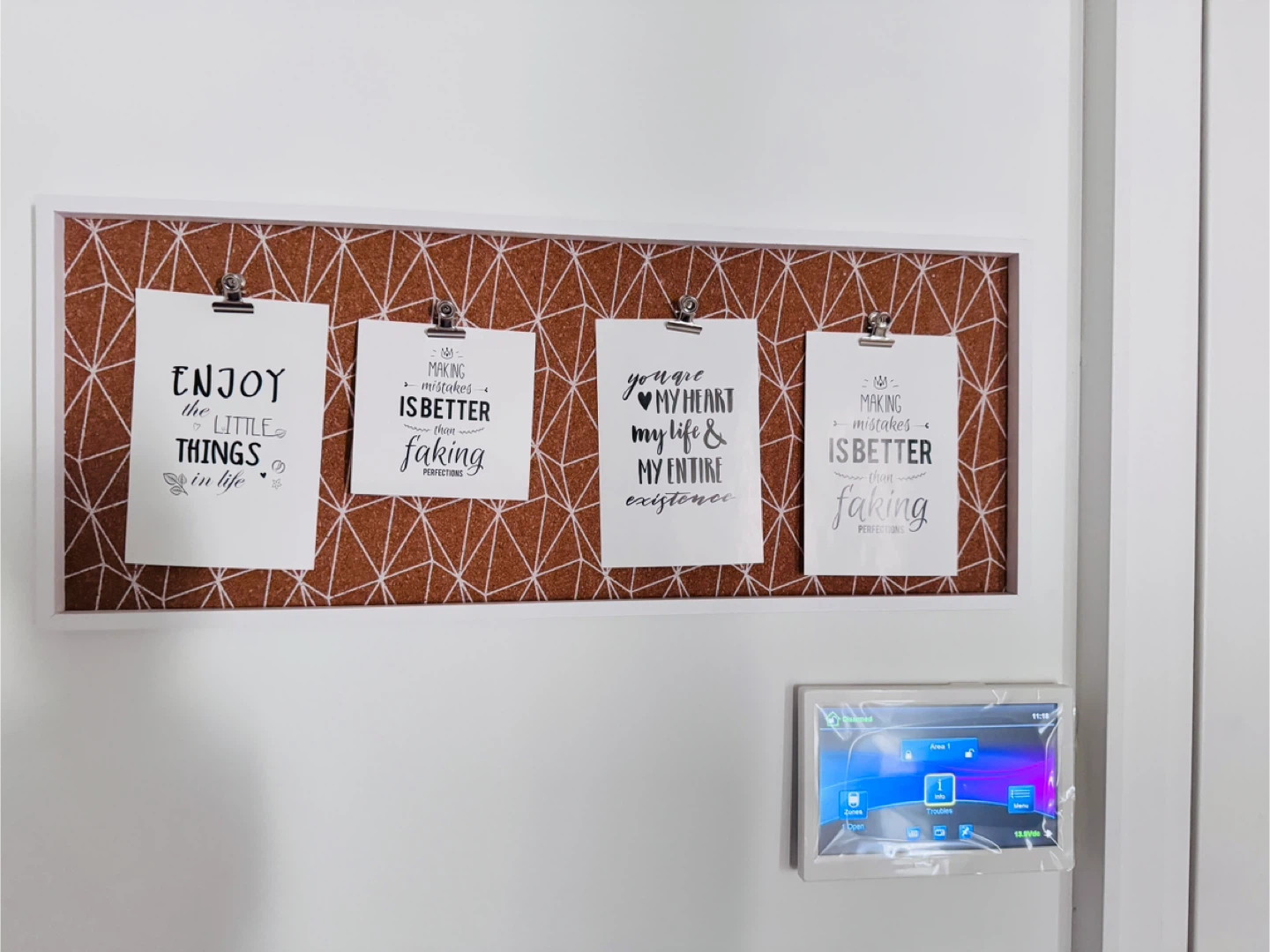 White Framed Cork Board with Motivational Prints - photo 2