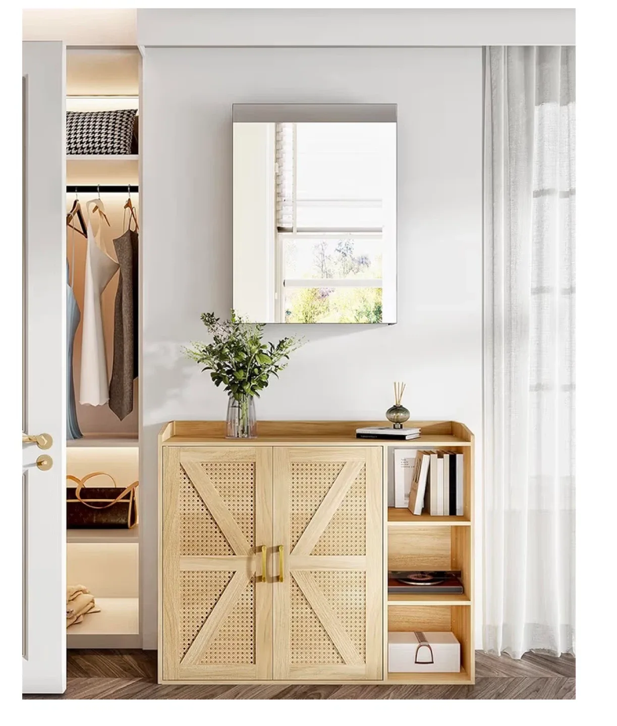 Grey Bathroom Mirror Cabinet - 17.7" x 23.6" image indicator(3)