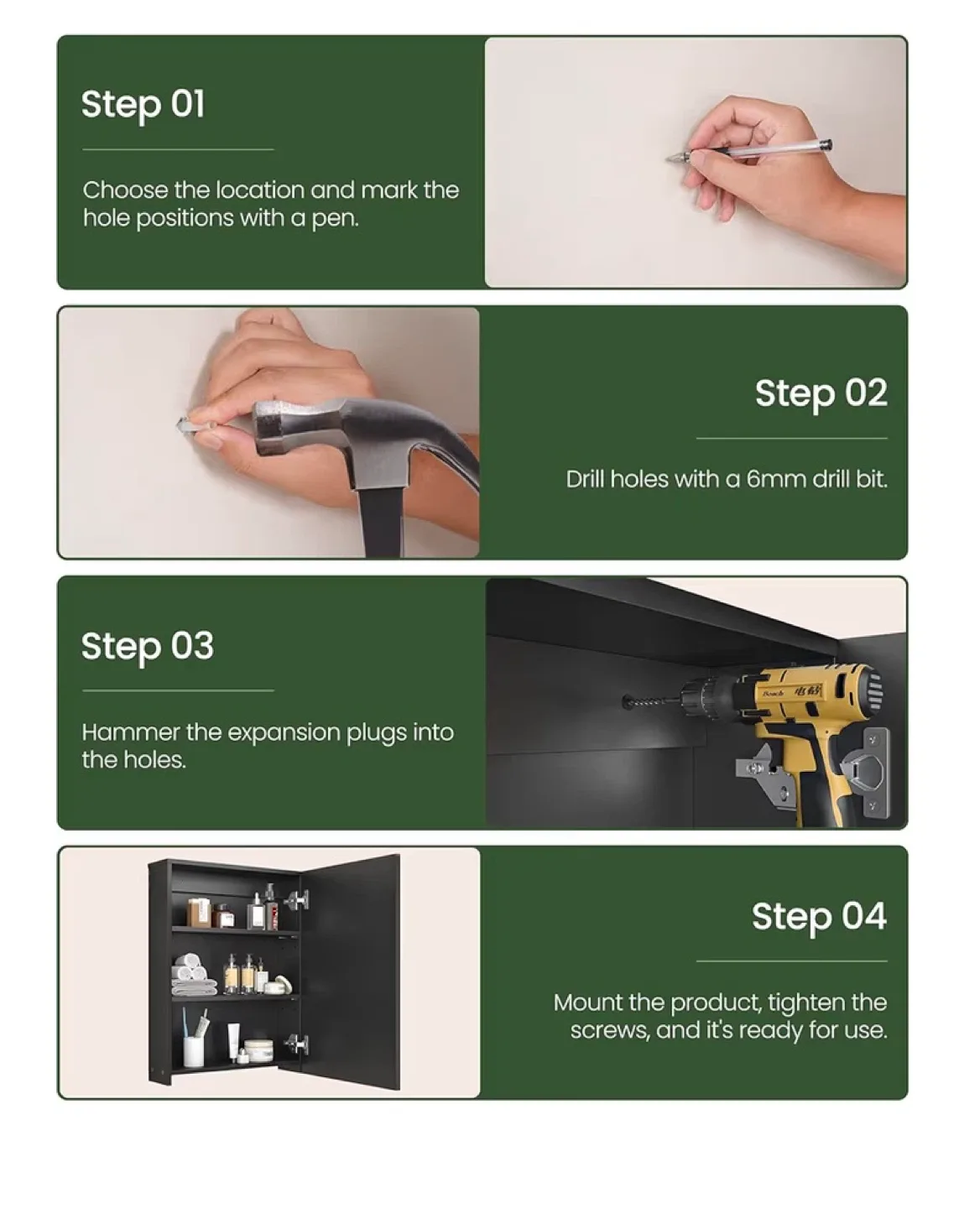 Grey Bathroom Mirror Cabinet - 17.7" x 23.6" image indicator(8)