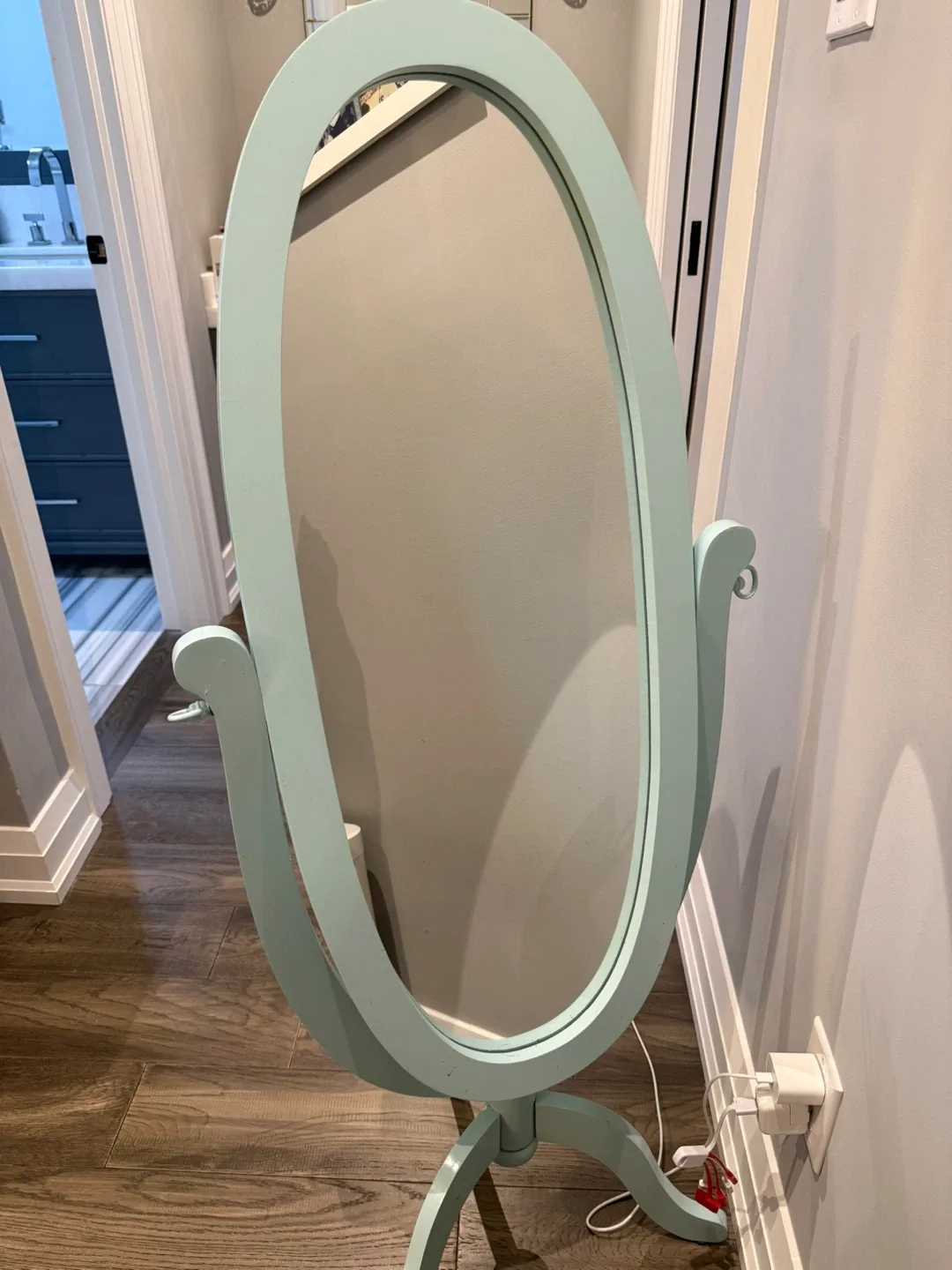 Standing Oval Mirror - Light Teal