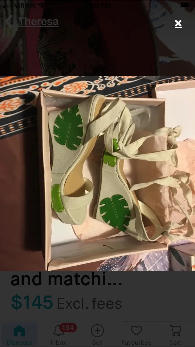 Downeast Tropical Leaf and pink flowers,  Sandals - Size 7 image indicator(2)