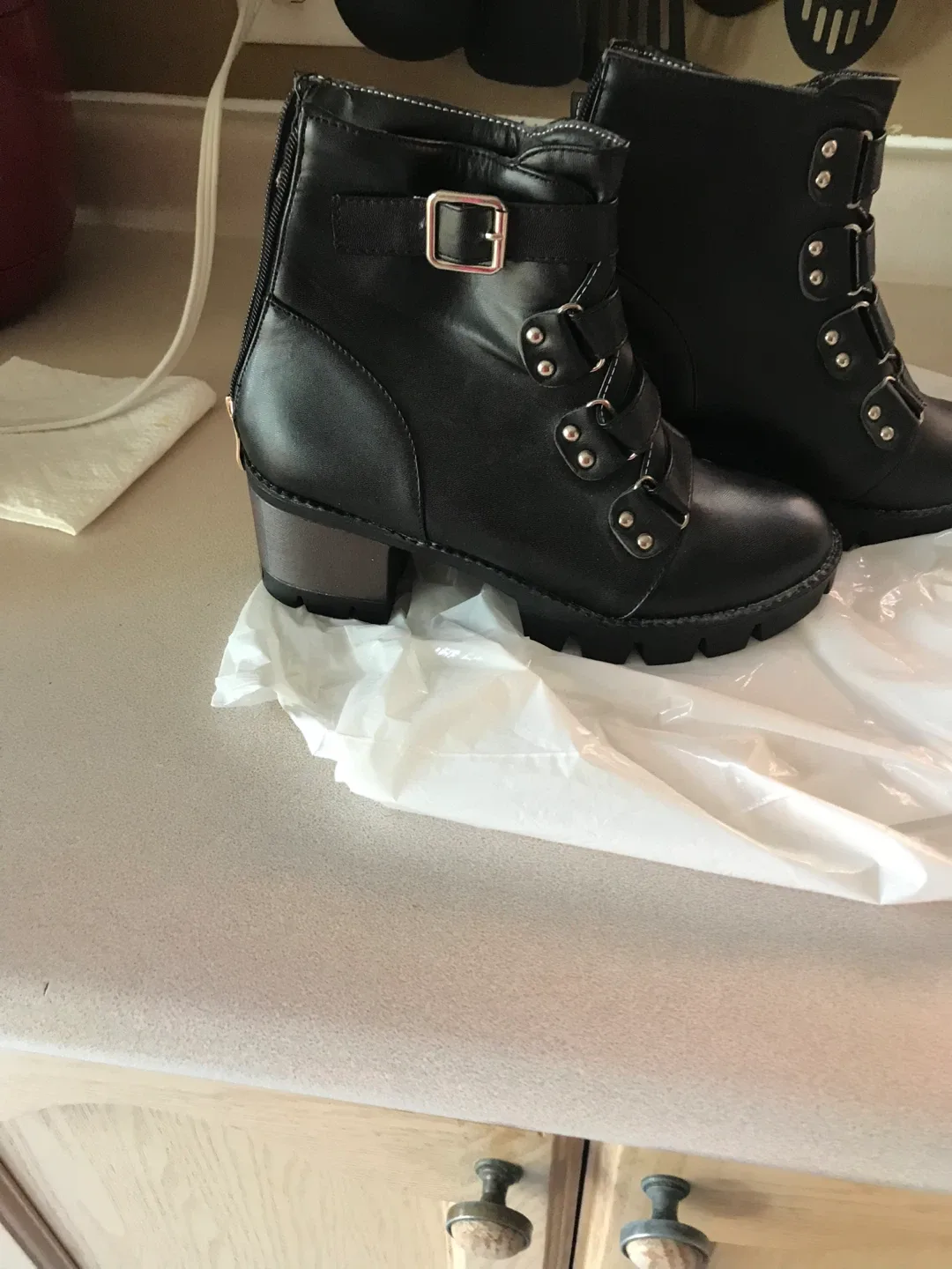 Black Ankle Boots with Buckle Detail