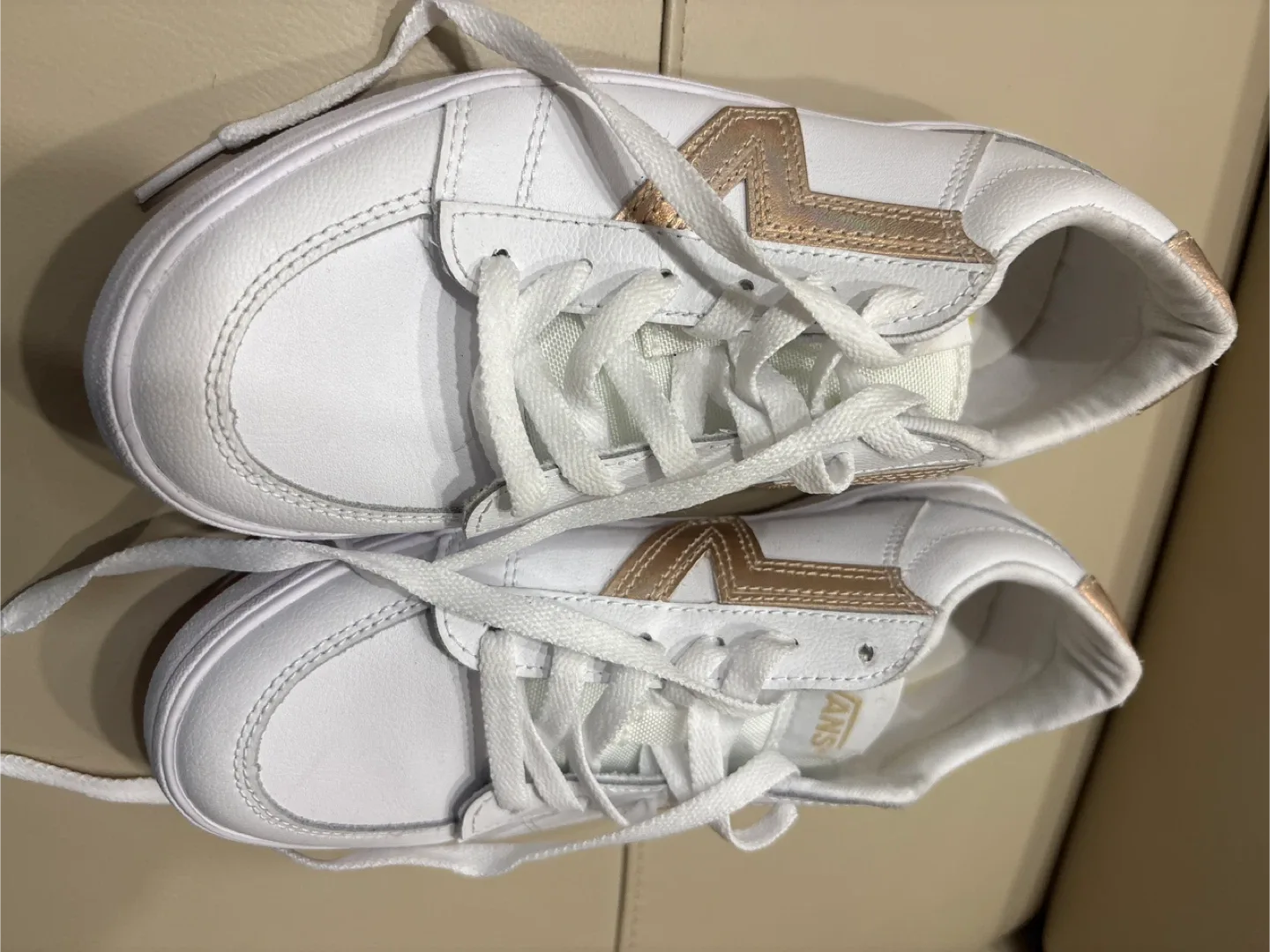 Vans White/Rose Gold Sneakers - Size 7