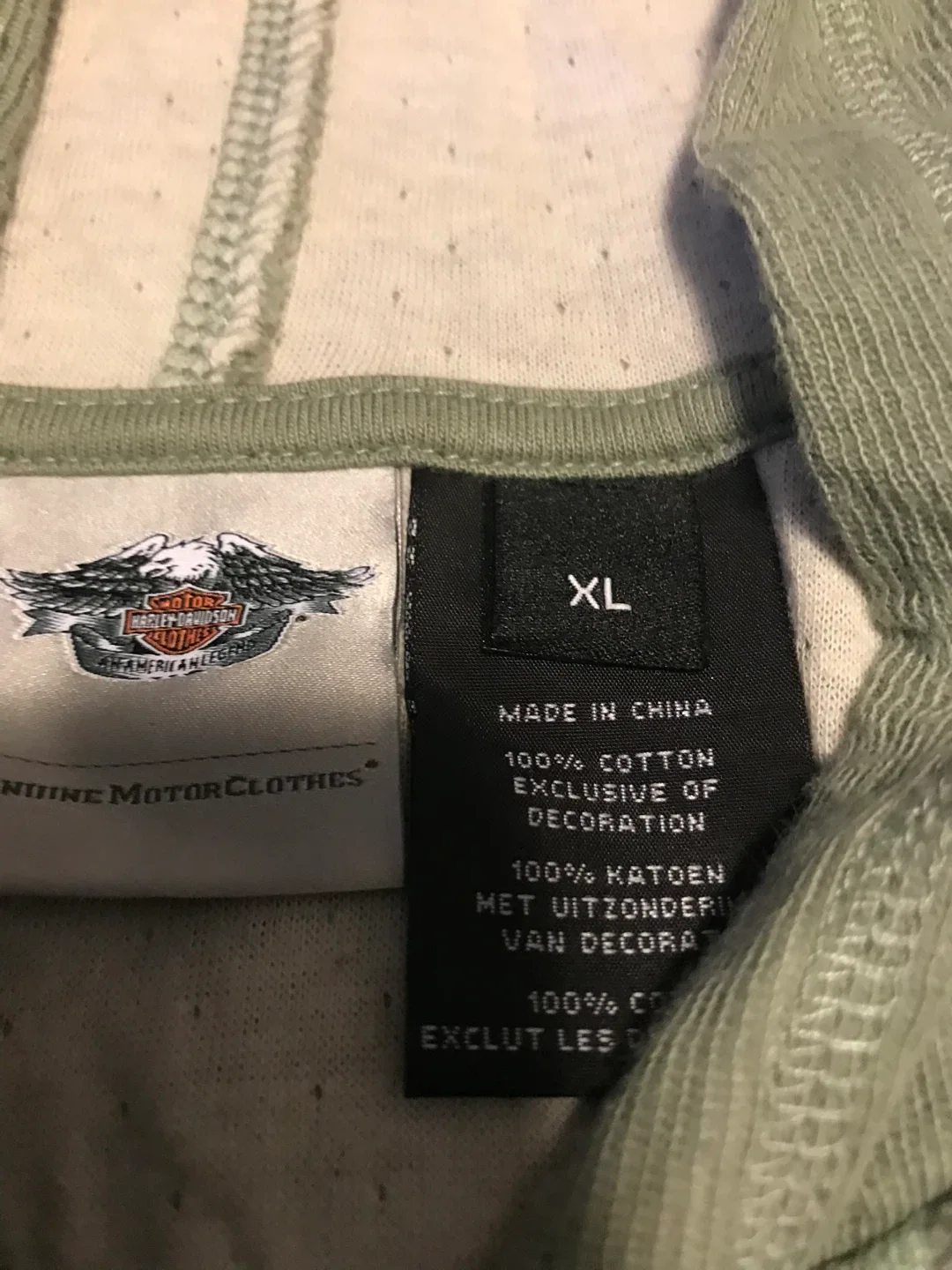 Harley-Davidson XL Green Zip-Up Hoodie